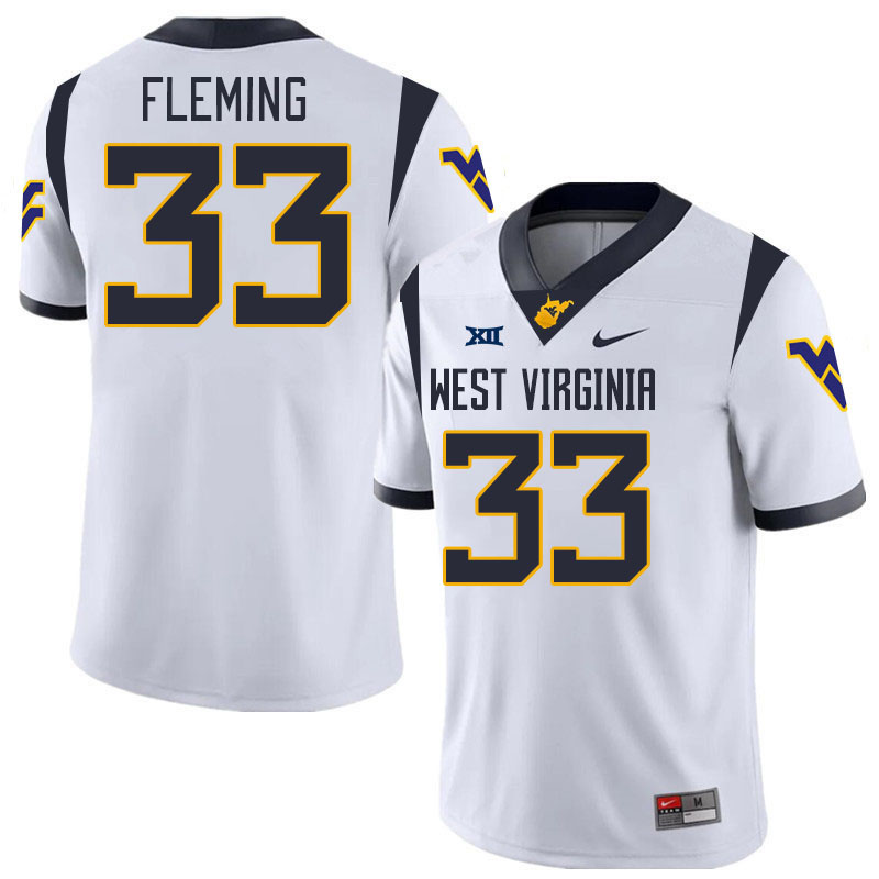 #33 Aydin Fleming West Virginia Mountaineers College 2024 New Uniforms Football Jerseys Stitched Sale-White